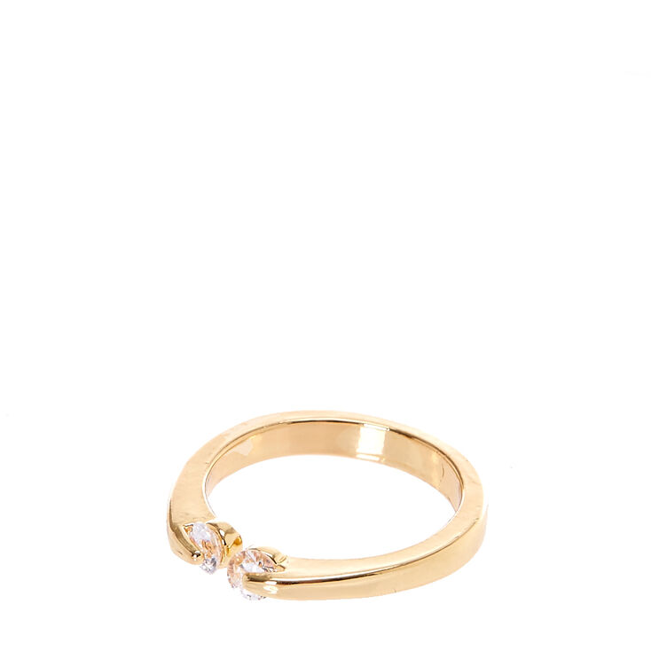 Gold tone Cubic Zirconia Open Cuff Midi Ring,