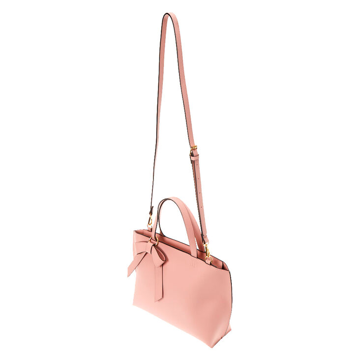 Bow Accent Satchel Crossbody Bag Pink Icing Us