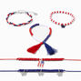 Patriotic Red, White, &amp; Blue Mixed Bracelet Set - 5 Pack,