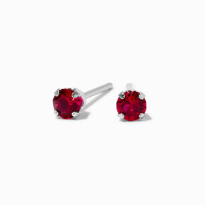 14kt White Gold 3mm January Garnet Crystal Ear Piercing Kit with Ear Care Solution,