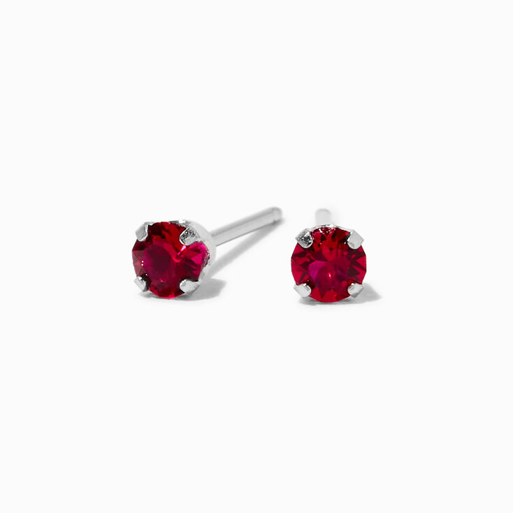 14kt White Gold 3mm January Garnet Crystal Ear Piercing Kit with Ear Care Solution,