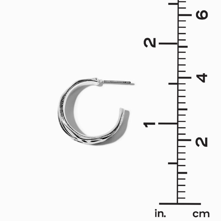 Silver-tone  20MM Wide Water Carved Hoop Earrings,