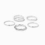 Silver-tone Twisted Geometric Rings - 5 Pack,