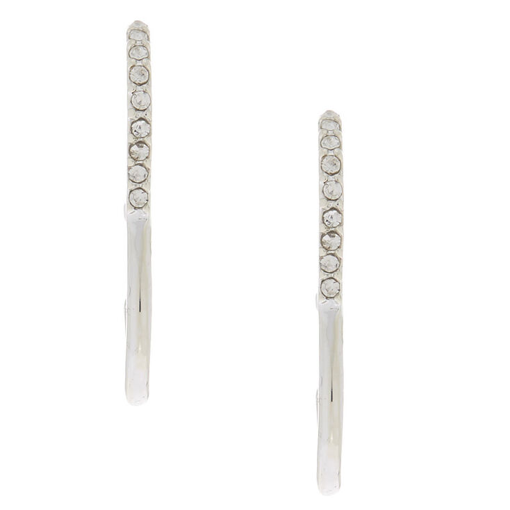 Silver Suspender Hoop Stud Earrings,