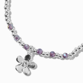 Silver-tone Crystal Flower Beaded Stretch Bracelet,