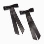 Black Satin Long Tailed Hair Bow Clips - 2 Pack,