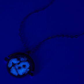 Silver Glow In The Dark Zodiac Spinning Pendant Necklace - Sagittarius,