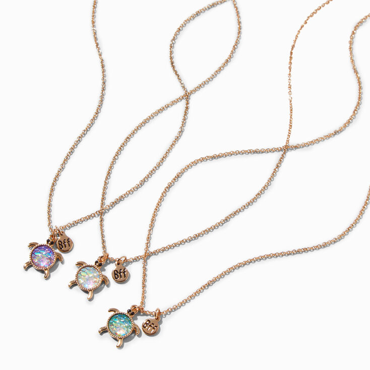 Best Friends Holographic Turtle Pendant Necklace - 3 Pack,