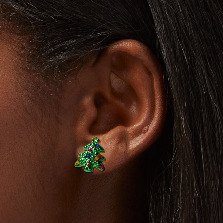 Crystal Christmas Tree Stud Earrings,