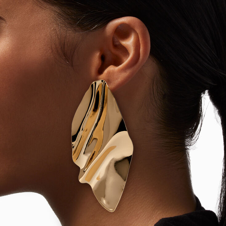 Sculpted Gold-tone 3.5&quot; Statement Earrings,
