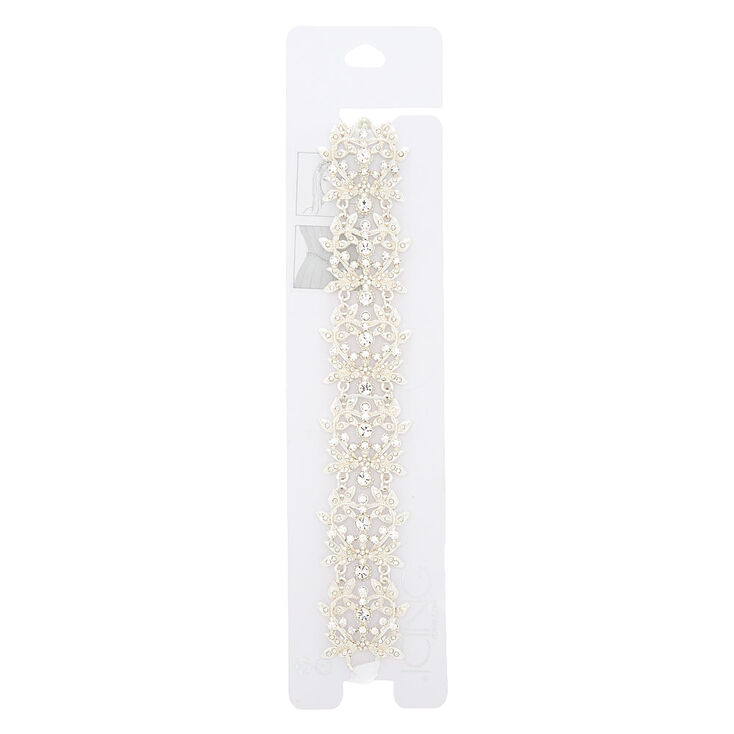 2-In-1 Silver Glass Rhinestone Belt & Headwrap,
