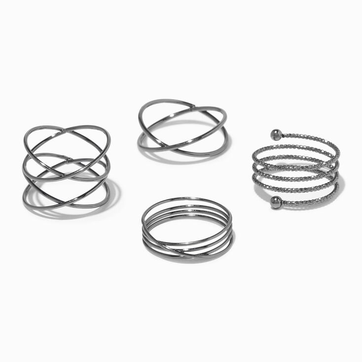 Hematite Spiral Rings - 4 Pack,