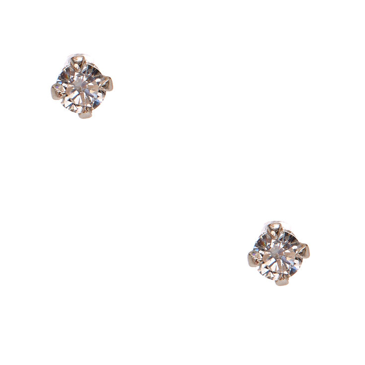 925 Sterling Silver Cubic Zirconia Round Stud Earrings,