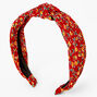 Floral Pleated Knot Headband - Red,