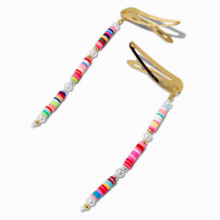 Bright Beaded Hair Snap Clips - 2 Pack,