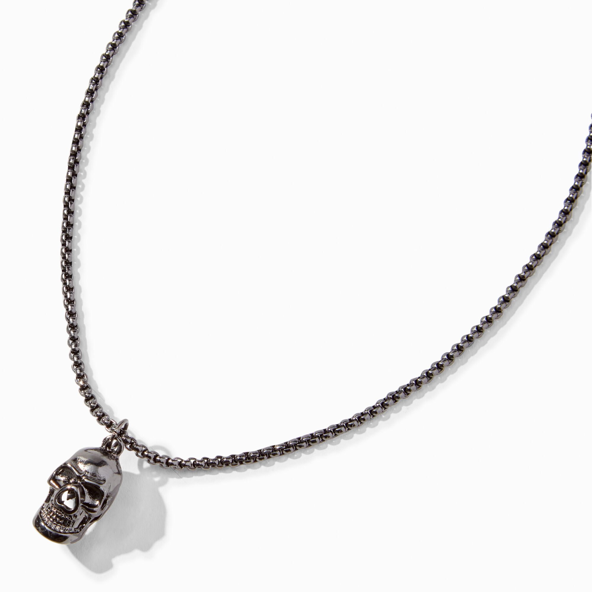 Hematite Skull Pendant Necklace Icing US