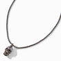 Hematite Skull Pendant Necklace,