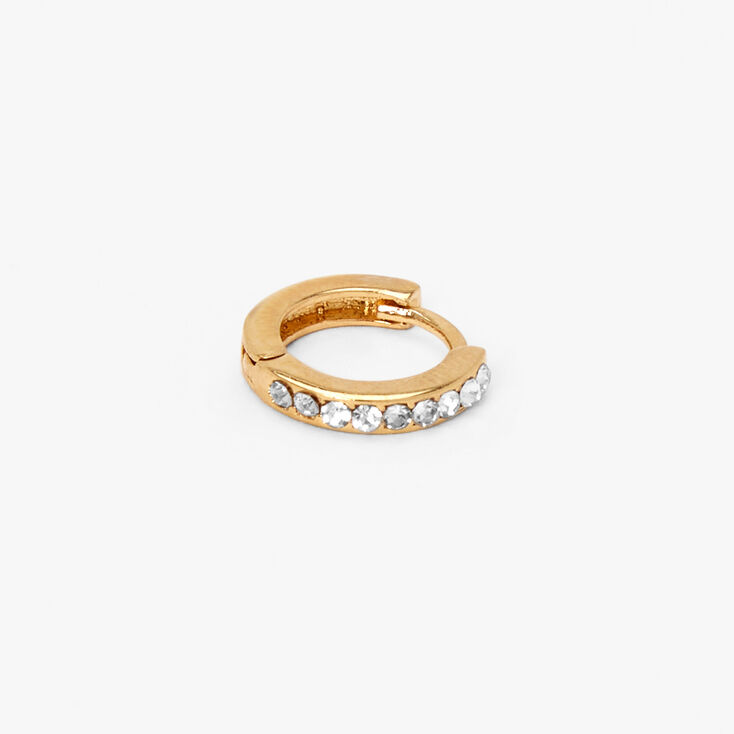 18k Gold Plated Single 10MM Studded Crystal Hoop Earring,