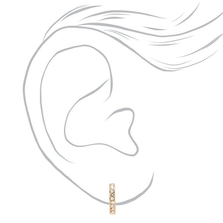 18k Gold Plated Single 10MM Studded Crystal Hoop Earring,
