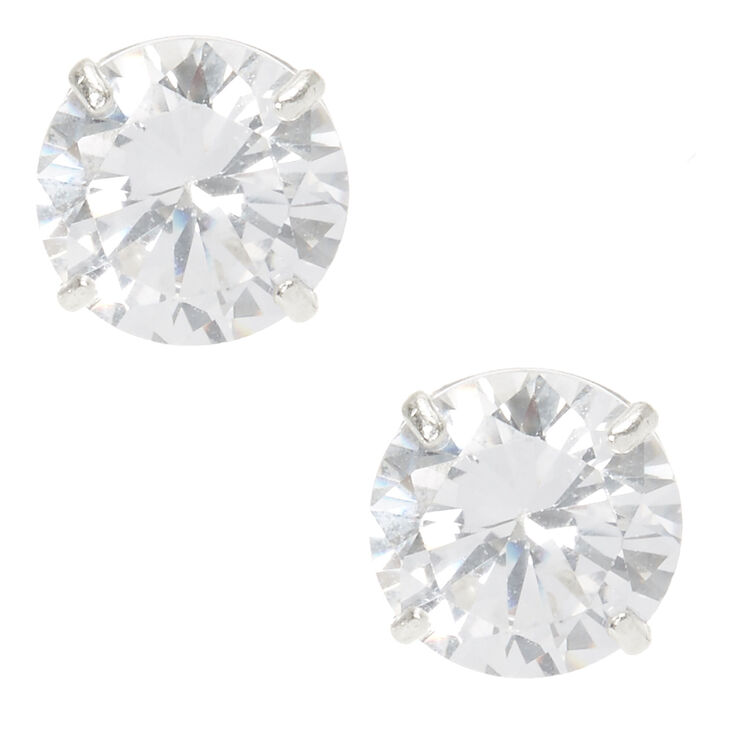 Sterling Silver Cubic Zirconia Circle Cut Studs,