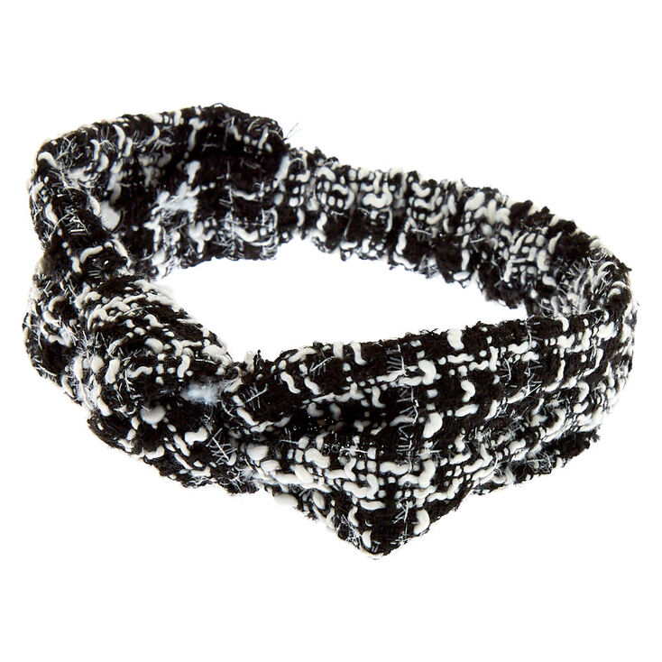 Black & White Tweed Knotted Headwrap,