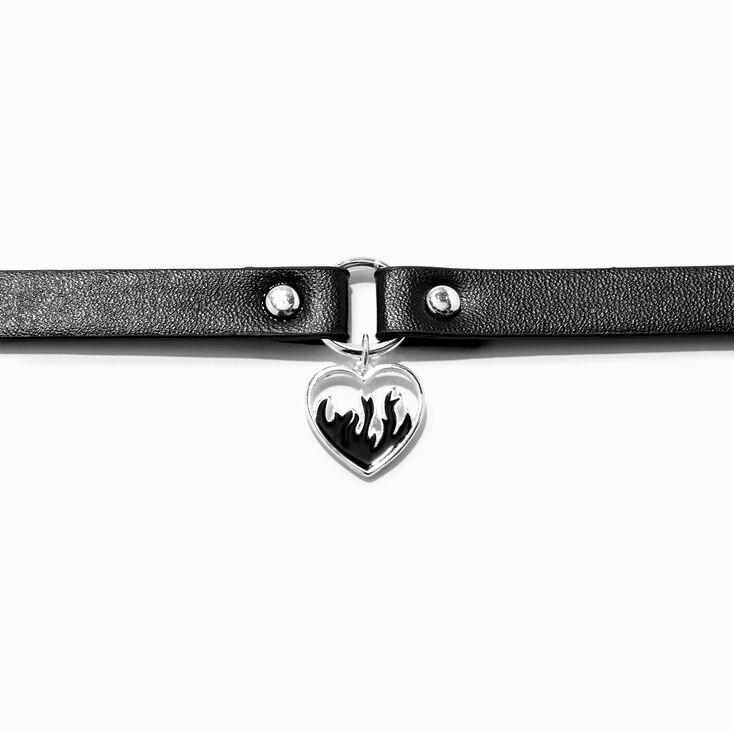 Black Flame Heart Choker Necklace,