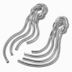 Silver-tone Knotted Snake Chain 4.5&quot; Drop Earrings,