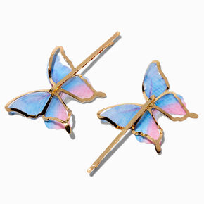 Blue &amp; Pink Butterfly Hair Pins - 2 Pack,