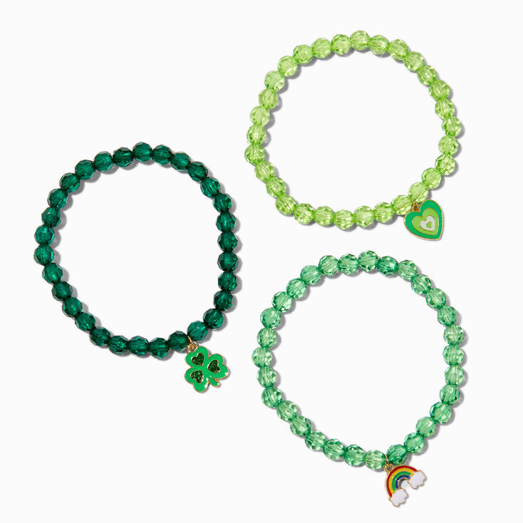 St. Patrick&#39;s Day Beaded Stretch Charm Bracelets - 3 Pack,