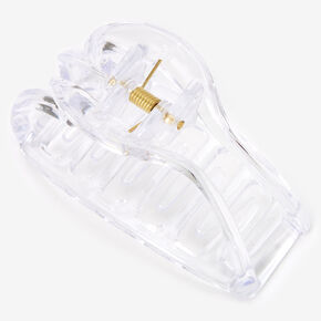 Transparent Medium Heart Hair Claw - White,