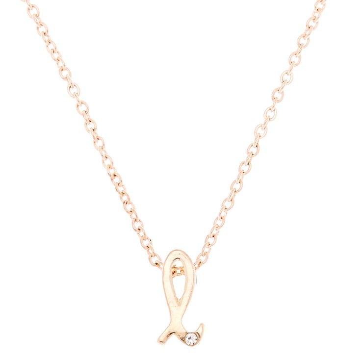 Rose Gold Cursive Initial Pendant Necklace - L,