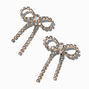 Gold-tone Rhinestone Bow 1&quot; Drop Earrings,
