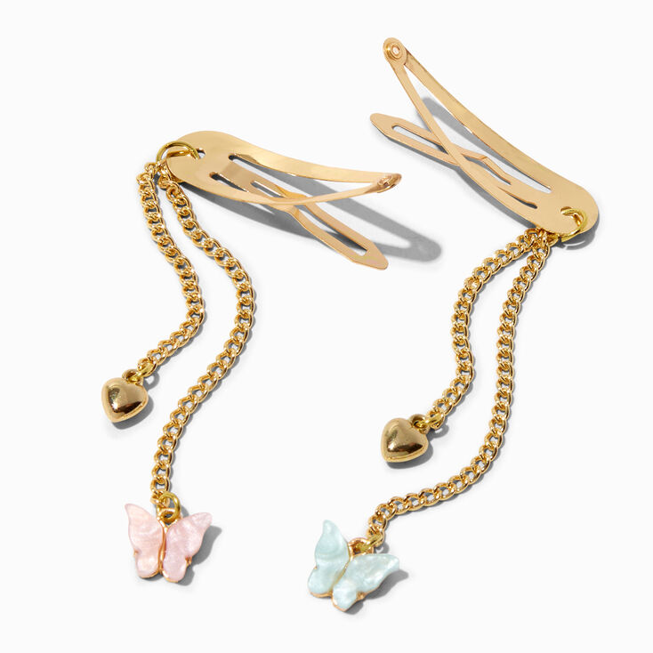 Pastel Butterfly Dangle Snap Hair Clips - 2 Pack,