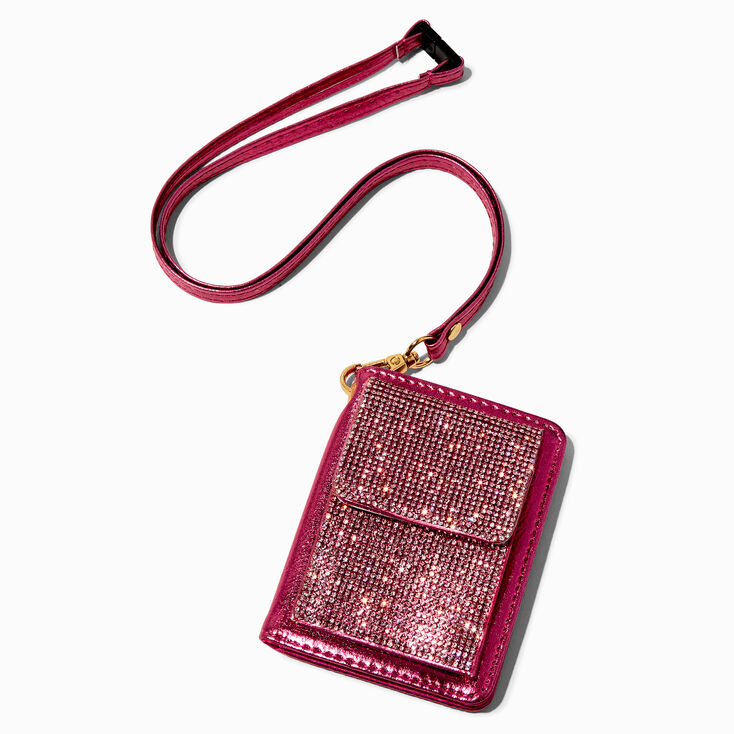  Fuchsia Pink Bling Wallet with Lanyard,