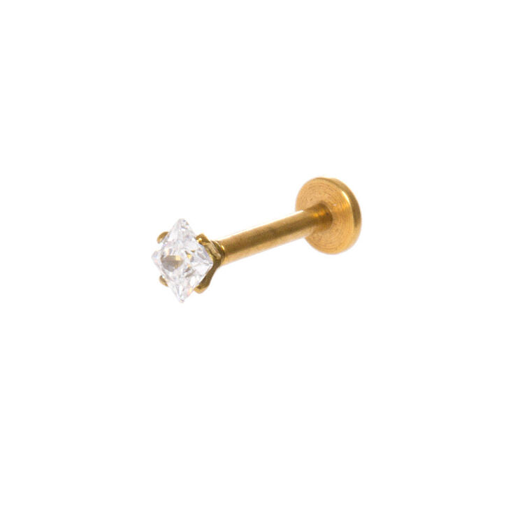 16G Gold & Square Crystal Tragus Stud Earring,