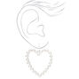 Silver 1.5&quot; Pearl Open Heart Drop Earrings,