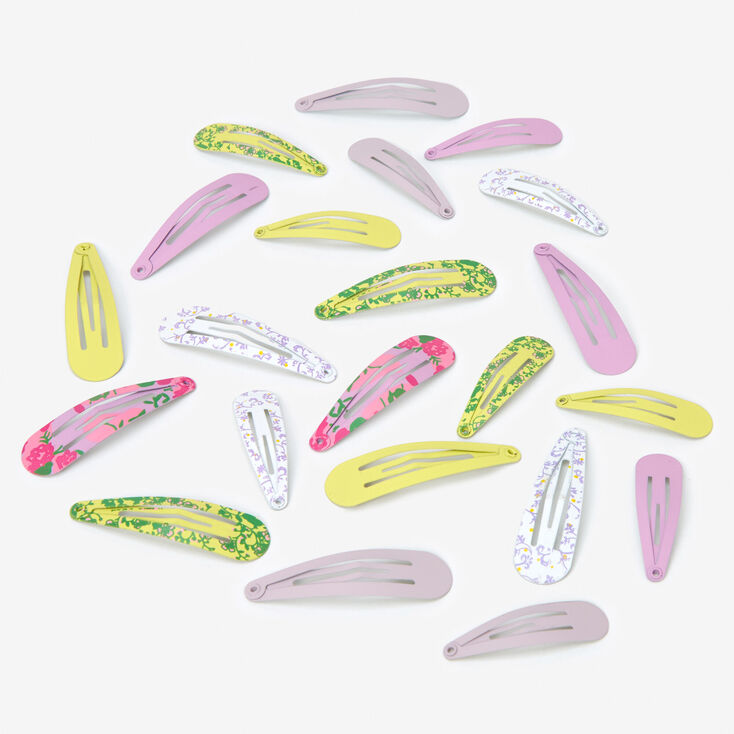 Floral Print Multi Size Snap Hair Clips - 22 Pack,