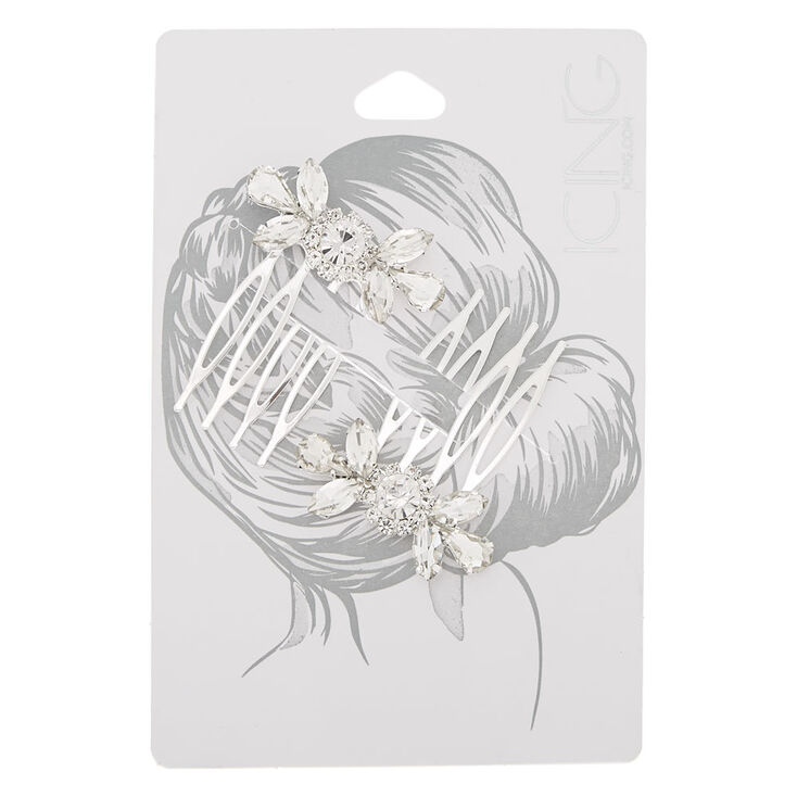 Silver Rhinestone Hair Combs - 2 Pack,