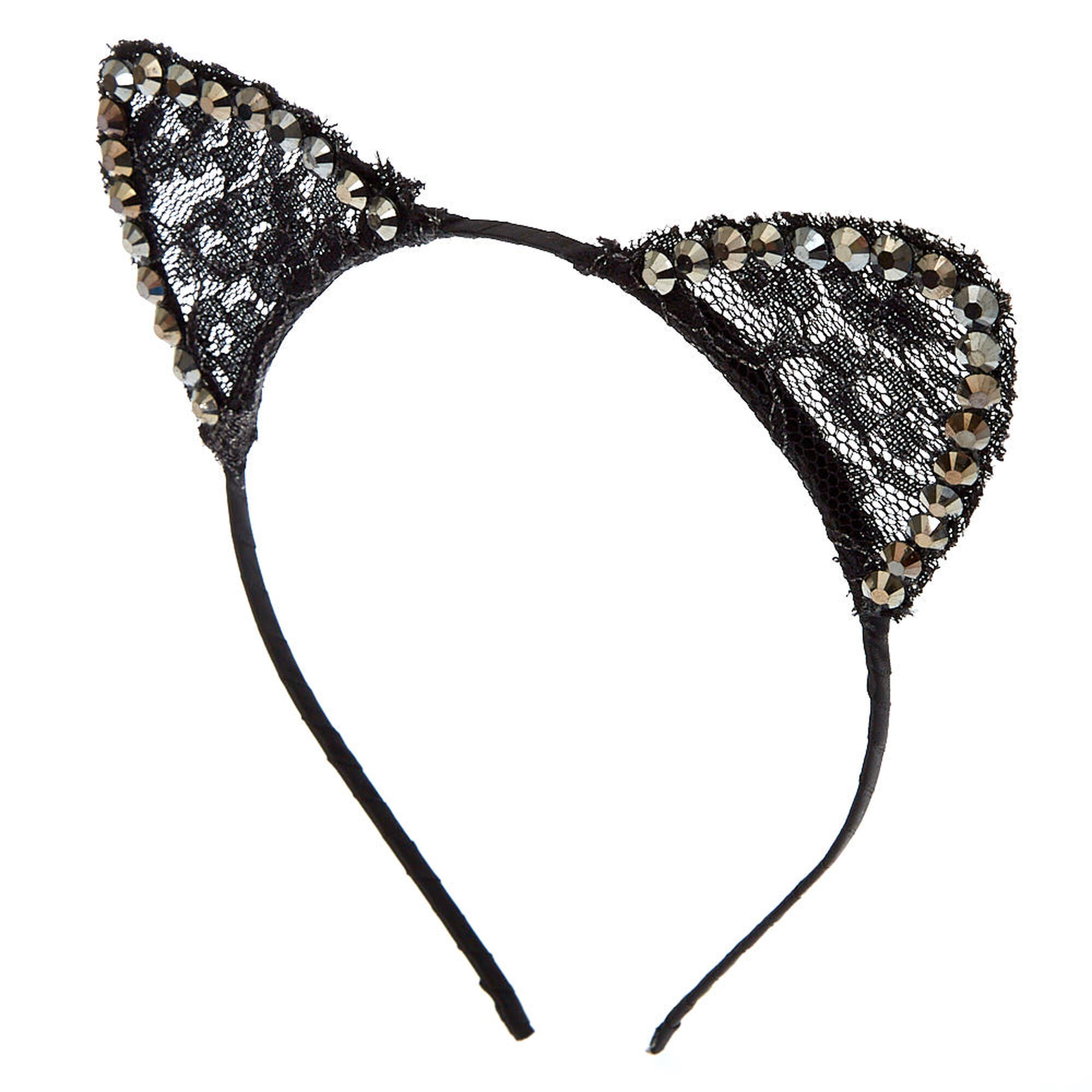Lace Stone Cat Ears Headband Black Icing Us