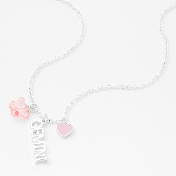 Silver Zodiac Charm Pendant Necklace - Gemini,