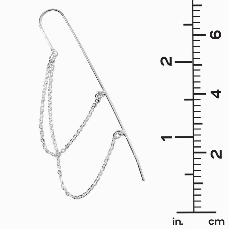 Silver Dangling Chains Ear Cuff Pin,