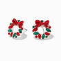Rhinestone Christmas Wreath Stud Earrings,