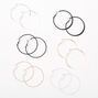 Mixed Metal 50MM Sleek Textured Hoop Earrings - 6 Pack,