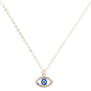 Silver Evil Eye Pendant Necklace,