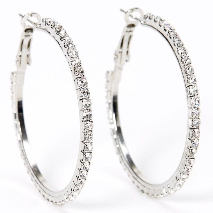 Medium Rhinestone Hoop Earrings,