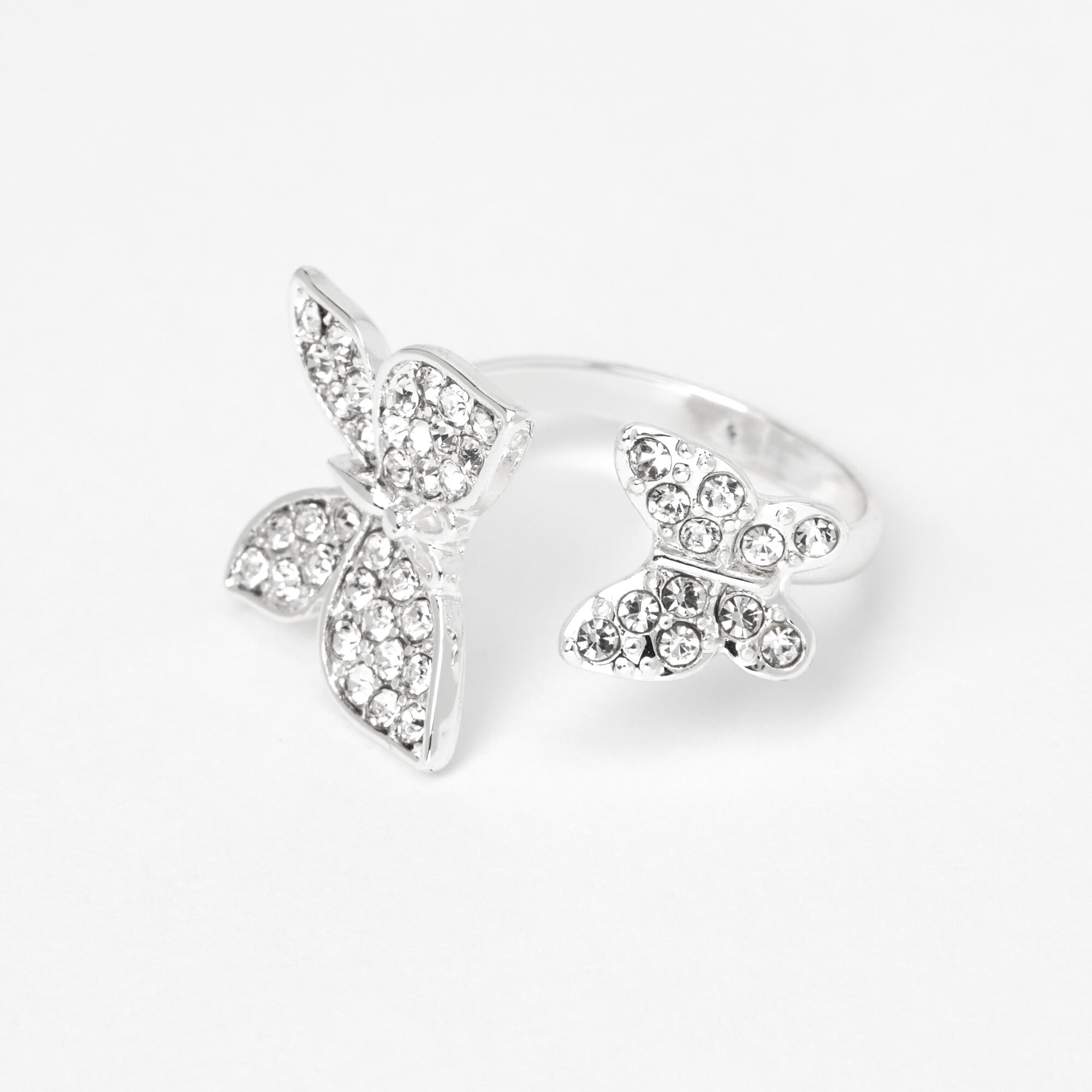 Silver Double Butterfly Open Ring Icing US