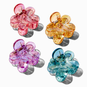Iridescent Jewel Tone Flower Hair Claws - 4 Pack,