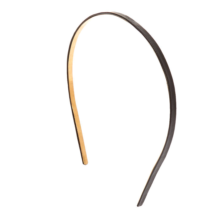 Faux Leather Skinny Headband - Black,