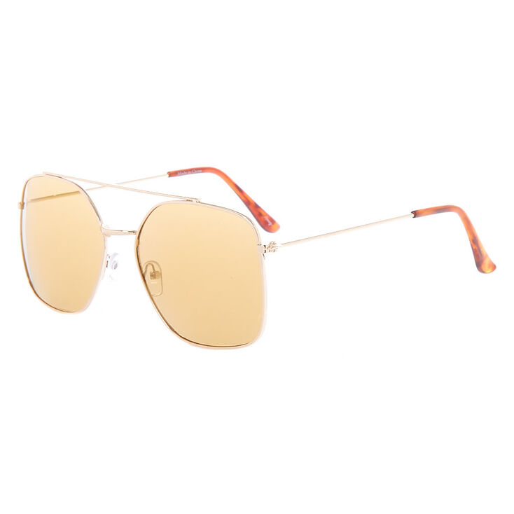 Square Aviator Sunglasses - Brown,