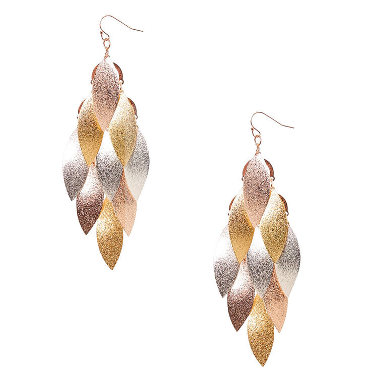 Shimmery Leaf Drop Earrings,